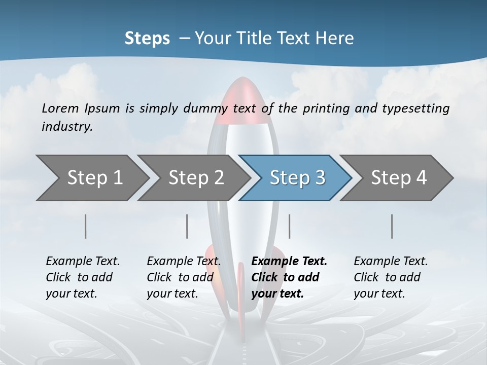 A Red And White Rocket On A Road With Clouds In The Background PowerPoint Template