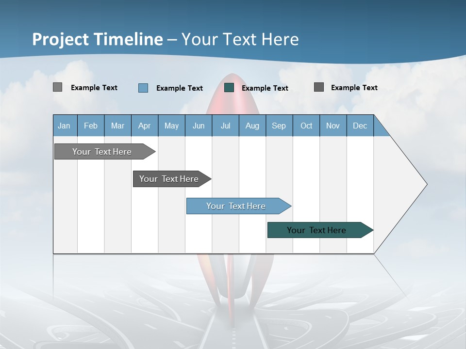 A Red And White Rocket On A Road With Clouds In The Background PowerPoint Template