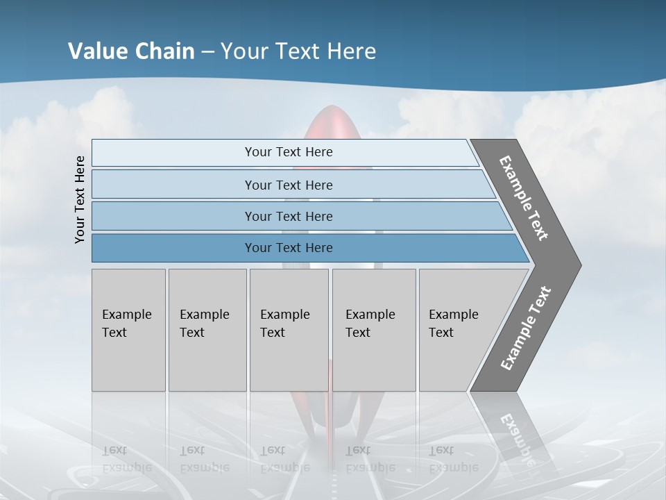 A Red And White Rocket On A Road With Clouds In The Background PowerPoint Template