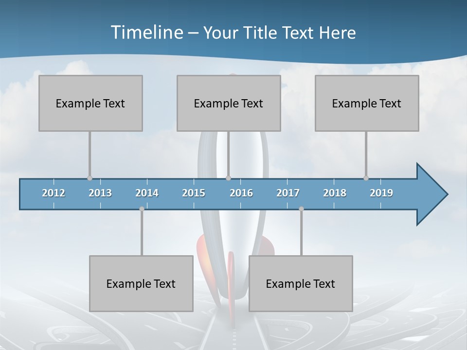 A Red And White Rocket On A Road With Clouds In The Background PowerPoint Template