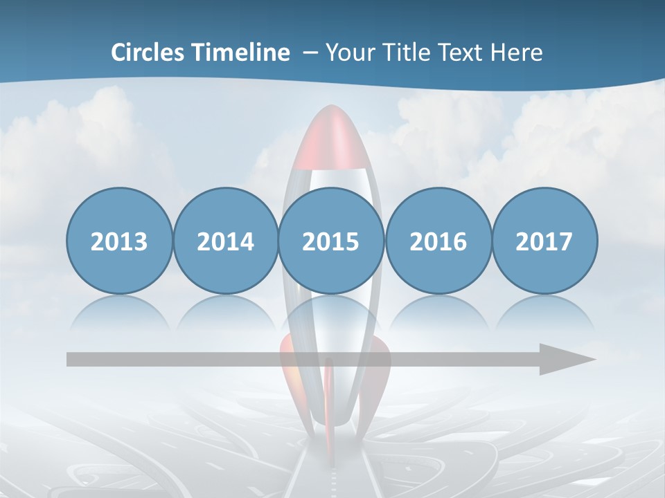 A Red And White Rocket On A Road With Clouds In The Background PowerPoint Template