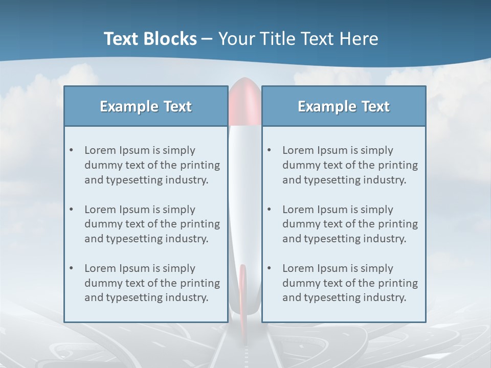 A Red And White Rocket On A Road With Clouds In The Background PowerPoint Template