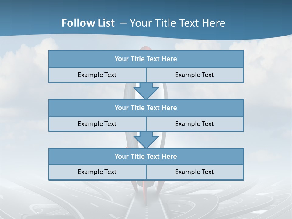 A Red And White Rocket On A Road With Clouds In The Background PowerPoint Template