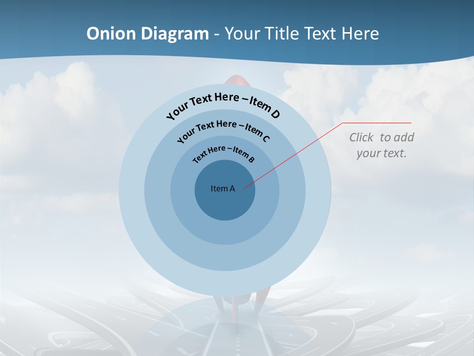 A Red And White Rocket On A Road With Clouds In The Background PowerPoint Template