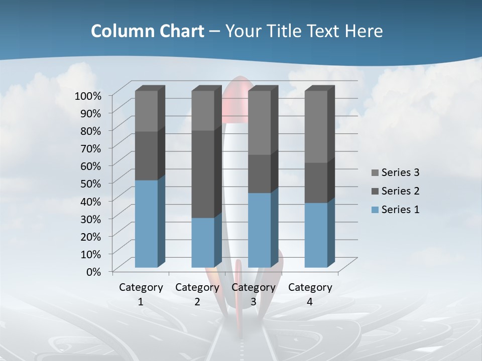 A Red And White Rocket On A Road With Clouds In The Background PowerPoint Template