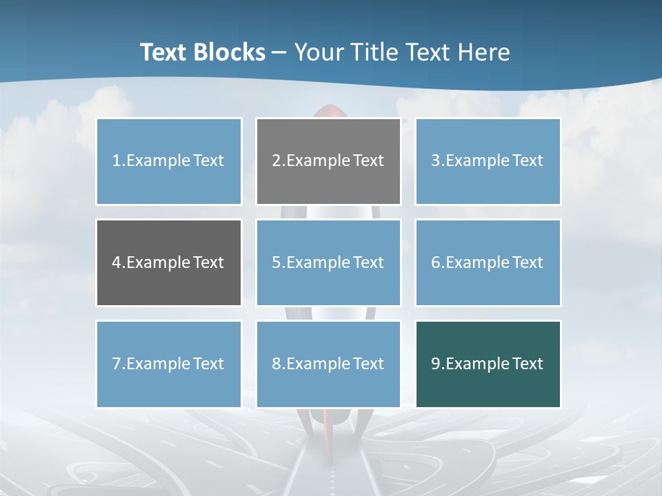 A Red And White Rocket On A Road With Clouds In The Background PowerPoint Template