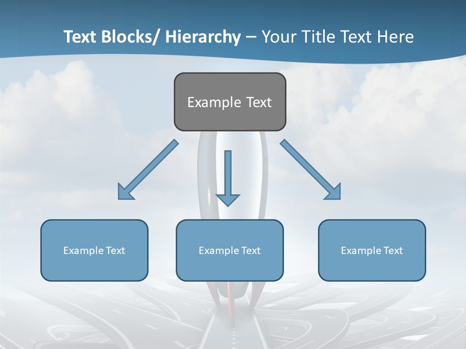 A Red And White Rocket On A Road With Clouds In The Background PowerPoint Template
