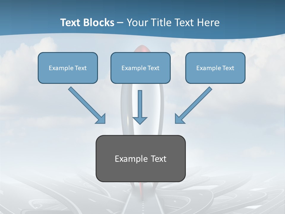 A Red And White Rocket On A Road With Clouds In The Background PowerPoint Template