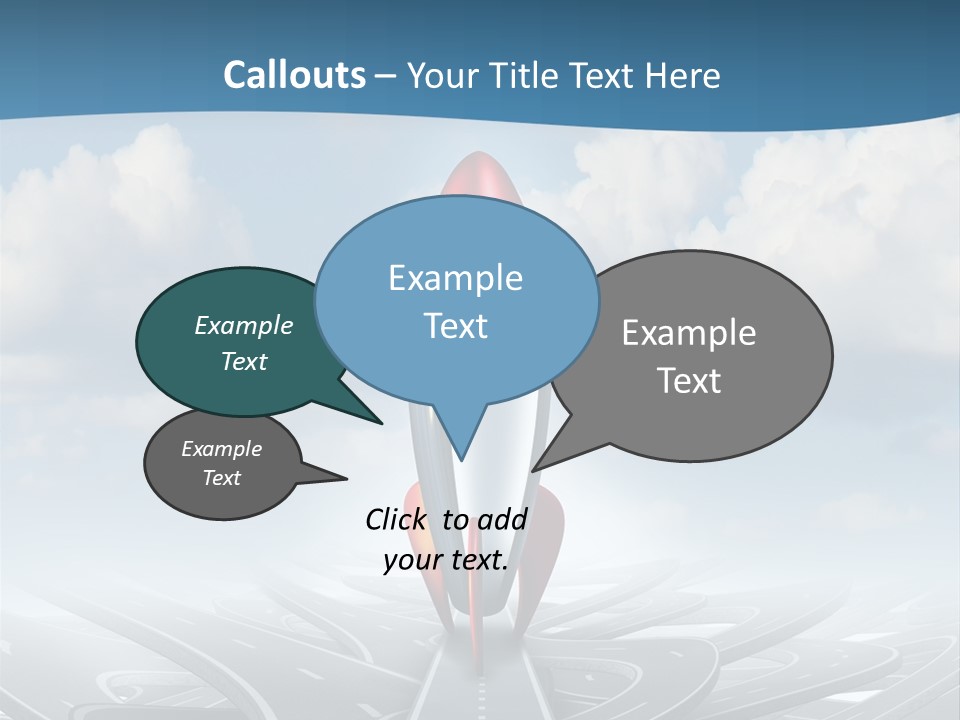 A Red And White Rocket On A Road With Clouds In The Background PowerPoint Template