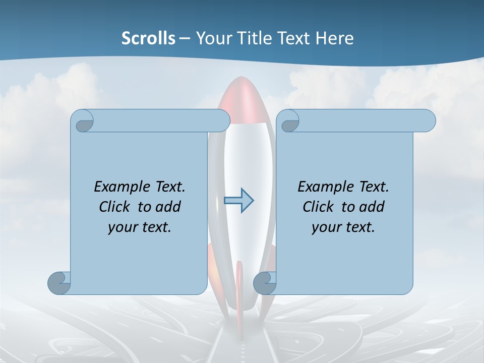 A Red And White Rocket On A Road With Clouds In The Background PowerPoint Template