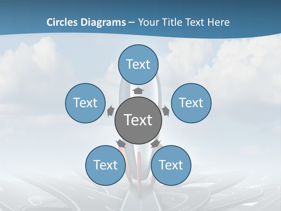 A Red And White Rocket On A Road With Clouds In The Background PowerPoint Template