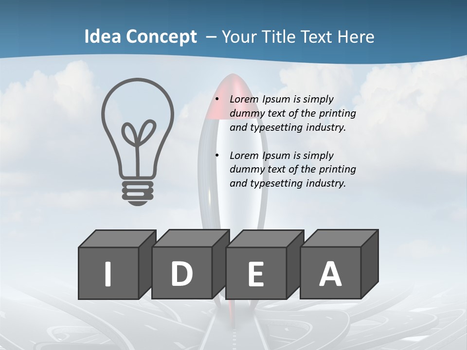 A Red And White Rocket On A Road With Clouds In The Background PowerPoint Template