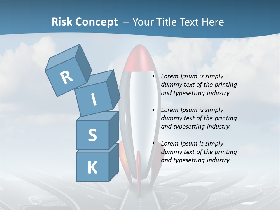 A Red And White Rocket On A Road With Clouds In The Background PowerPoint Template