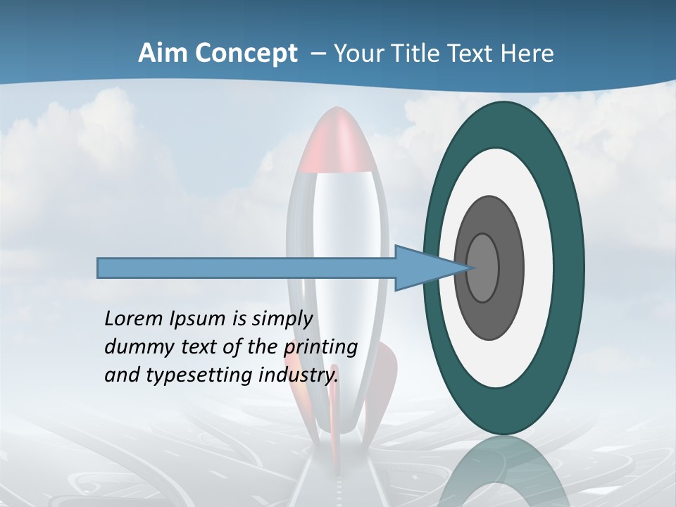 A Red And White Rocket On A Road With Clouds In The Background PowerPoint Template