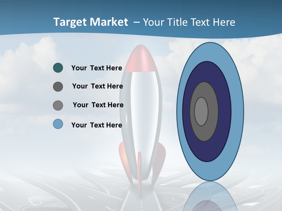 A Red And White Rocket On A Road With Clouds In The Background PowerPoint Template