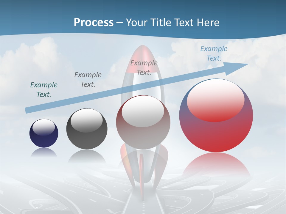 A Red And White Rocket On A Road With Clouds In The Background PowerPoint Template