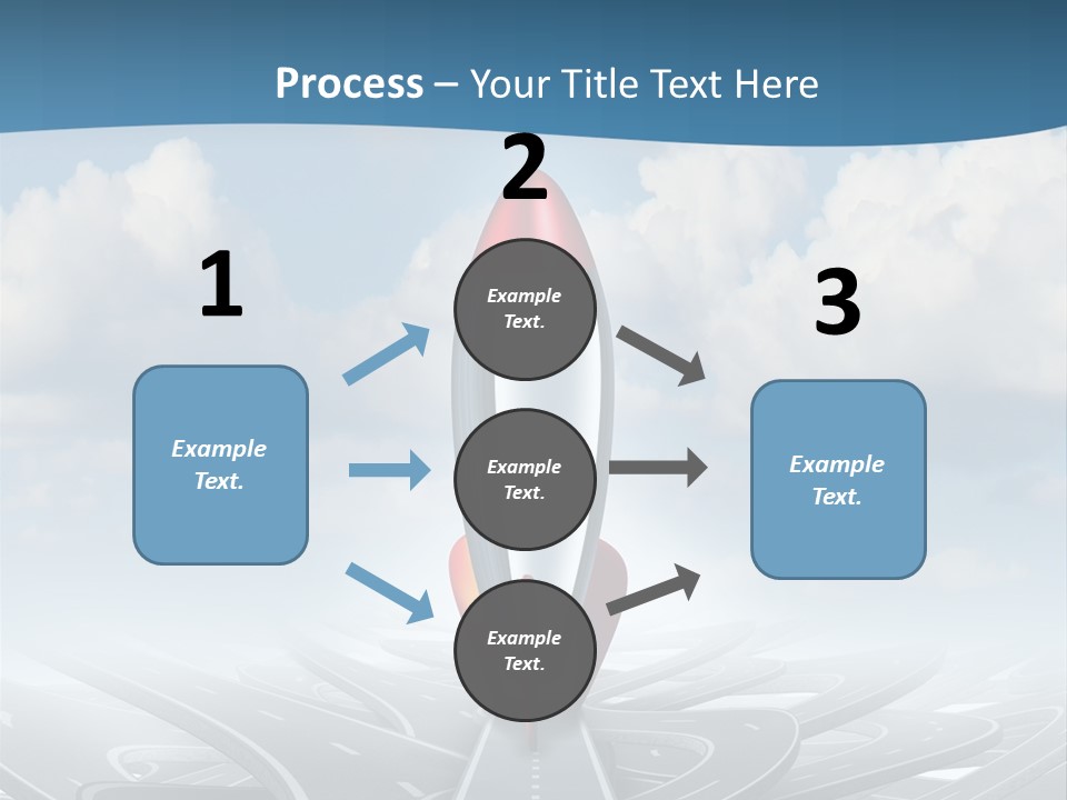 A Red And White Rocket On A Road With Clouds In The Background PowerPoint Template