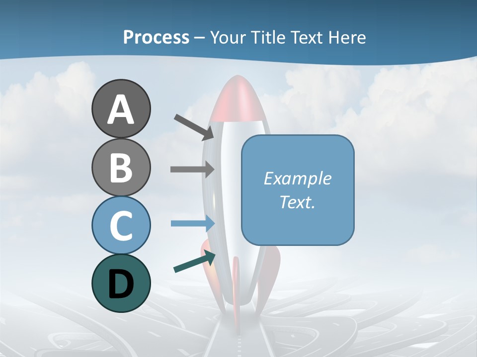 A Red And White Rocket On A Road With Clouds In The Background PowerPoint Template
