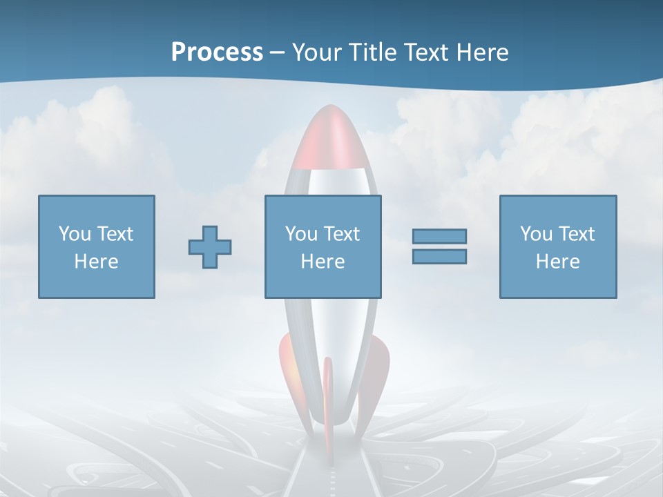 A Red And White Rocket On A Road With Clouds In The Background PowerPoint Template