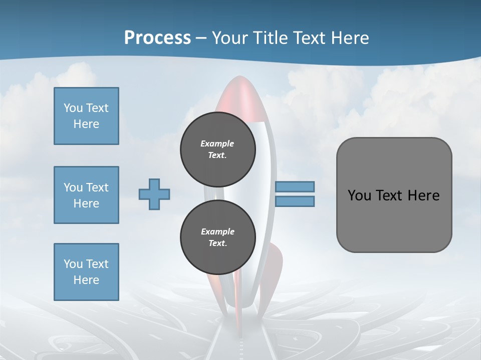 A Red And White Rocket On A Road With Clouds In The Background PowerPoint Template