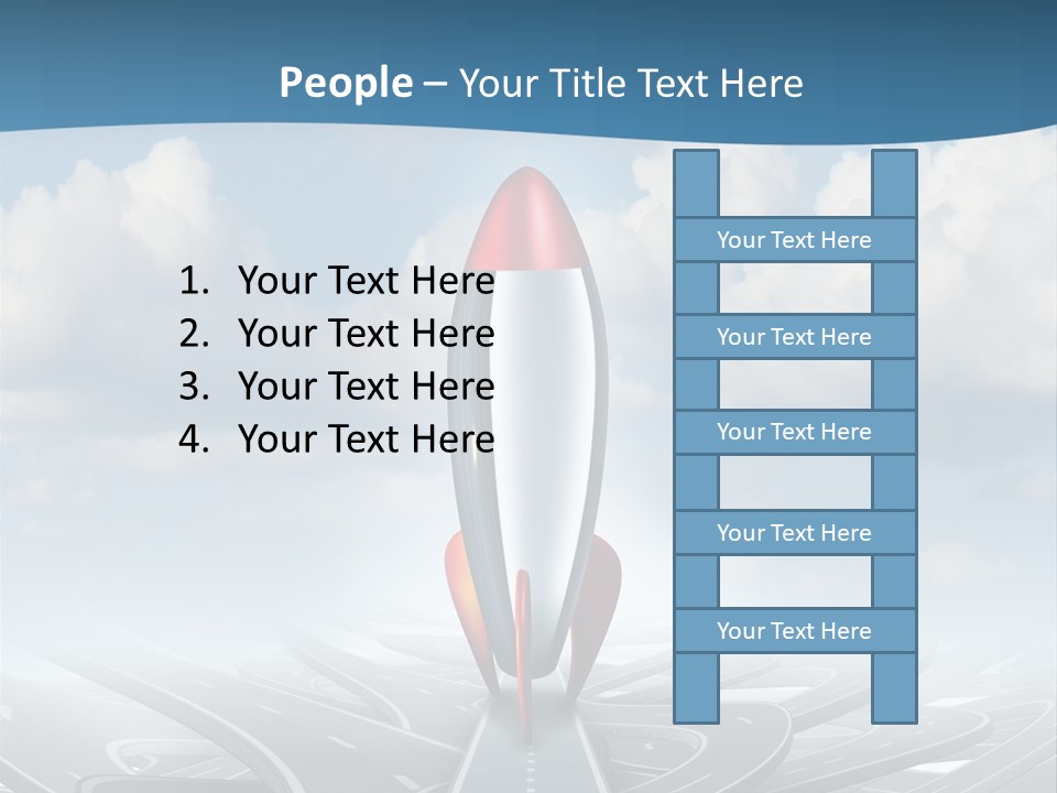 A Red And White Rocket On A Road With Clouds In The Background PowerPoint Template