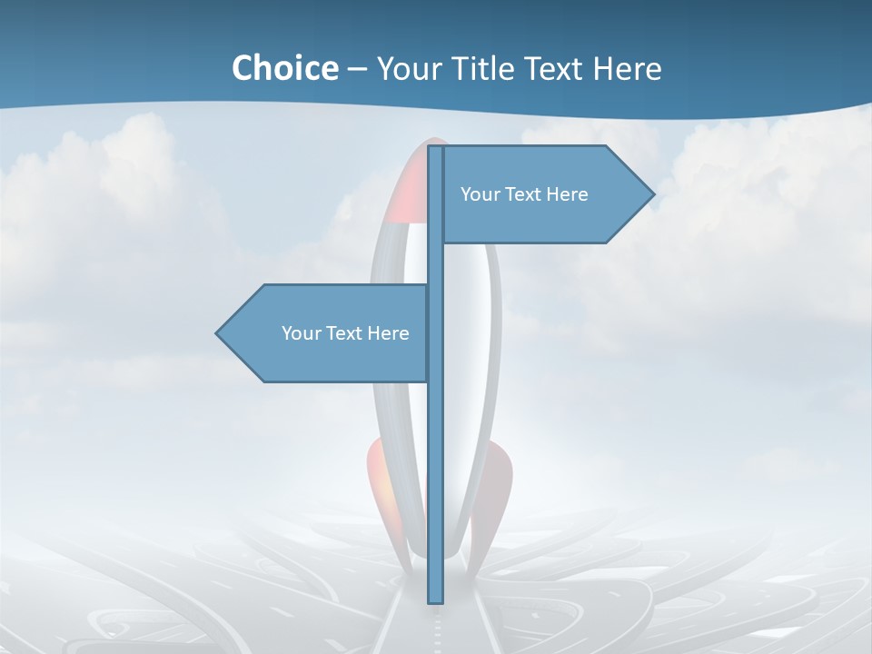 A Red And White Rocket On A Road With Clouds In The Background PowerPoint Template