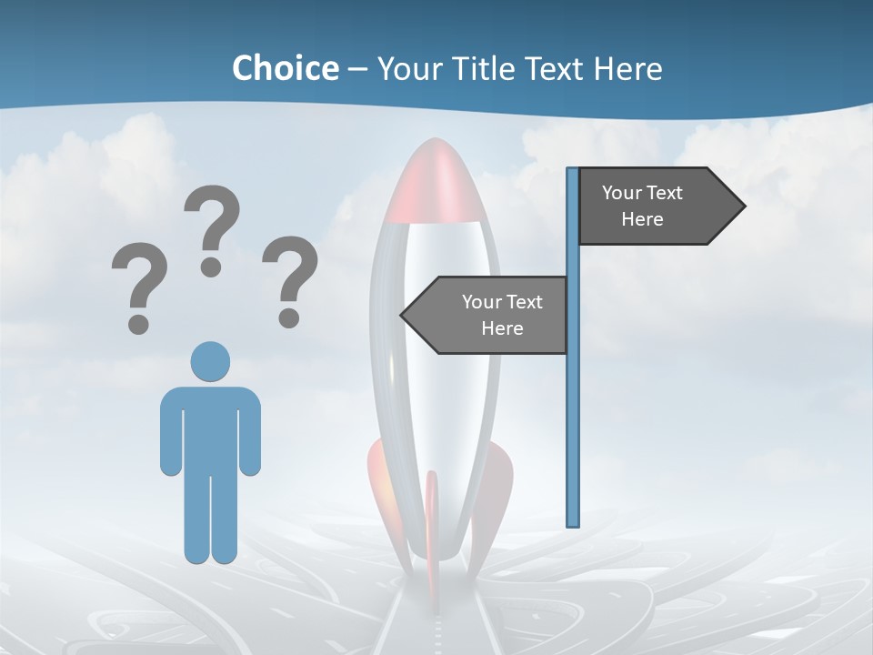 A Red And White Rocket On A Road With Clouds In The Background PowerPoint Template