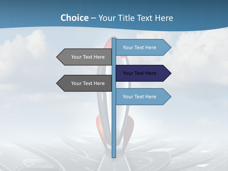 A Red And White Rocket On A Road With Clouds In The Background PowerPoint Template