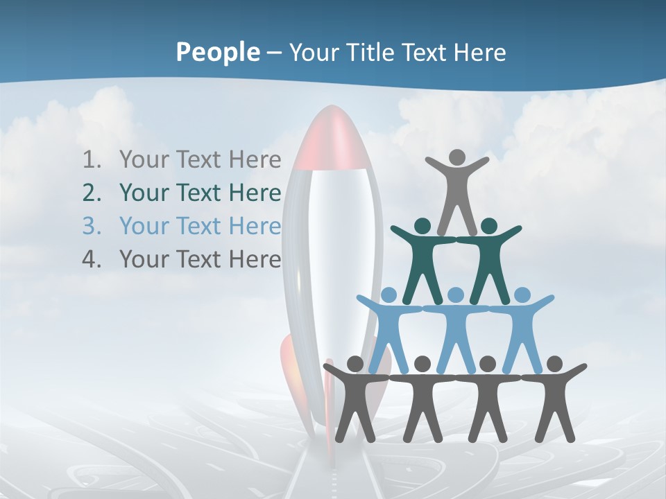 A Red And White Rocket On A Road With Clouds In The Background PowerPoint Template