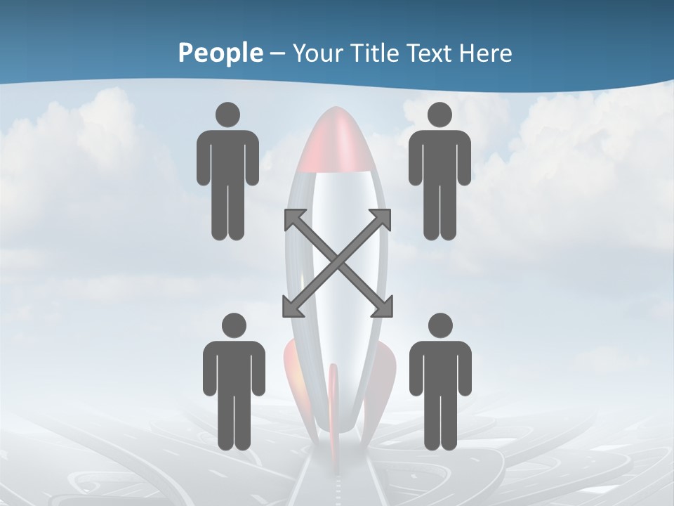 A Red And White Rocket On A Road With Clouds In The Background PowerPoint Template