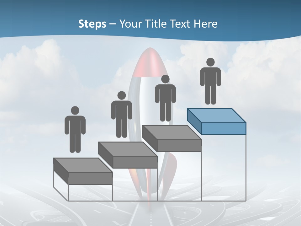 A Red And White Rocket On A Road With Clouds In The Background PowerPoint Template