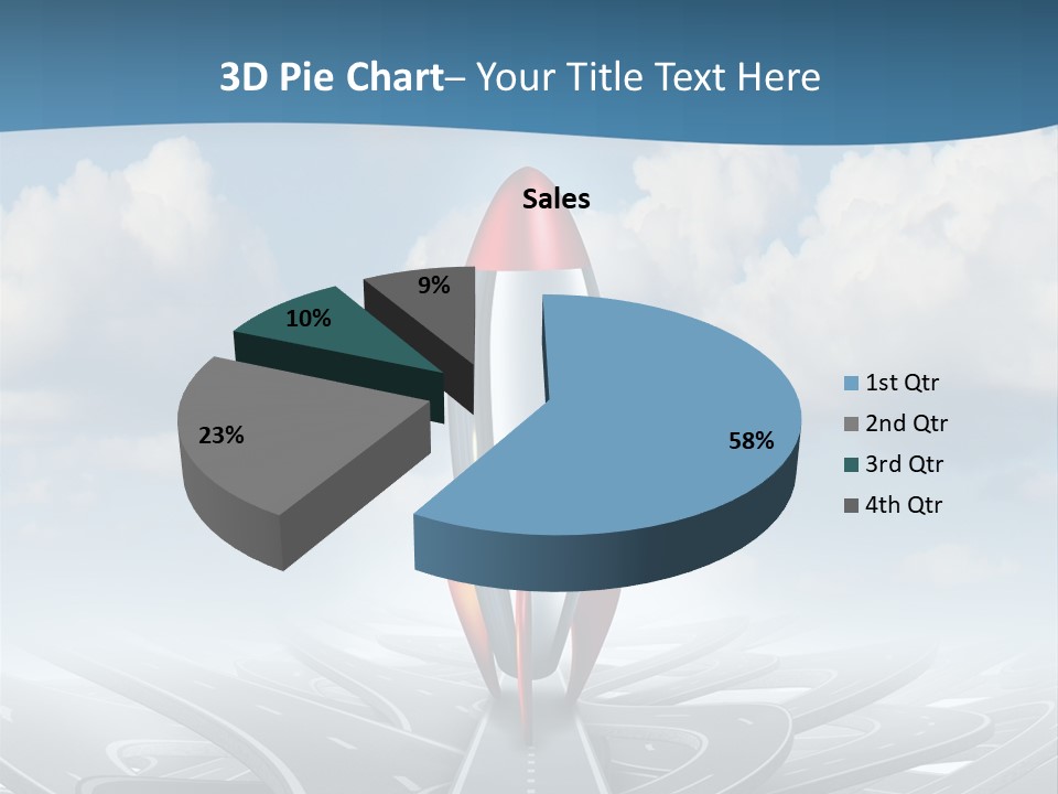 A Red And White Rocket On A Road With Clouds In The Background PowerPoint Template