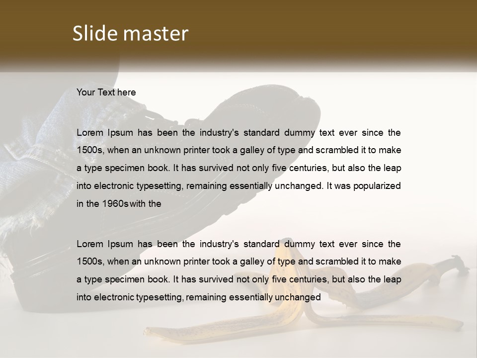 A Person Stepping On A Banana On A White Background PowerPoint Template