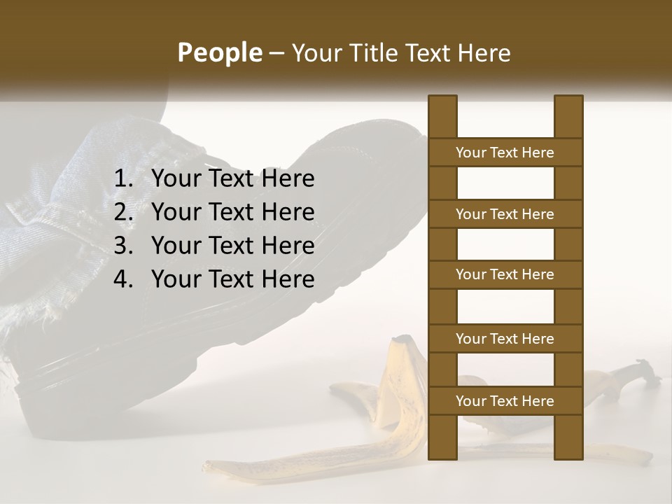 A Person Stepping On A Banana On A White Background PowerPoint Template