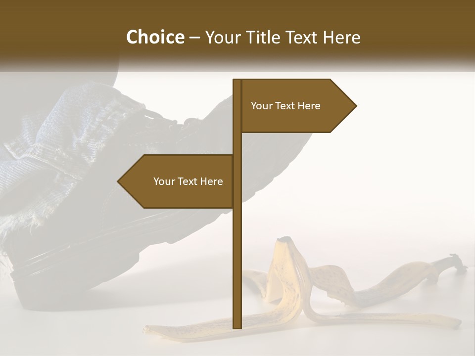A Person Stepping On A Banana On A White Background PowerPoint Template