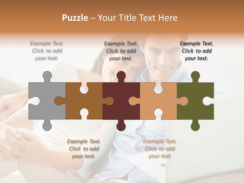 A Man And Woman Sitting On A Couch Looking At A Laptop PowerPoint Template