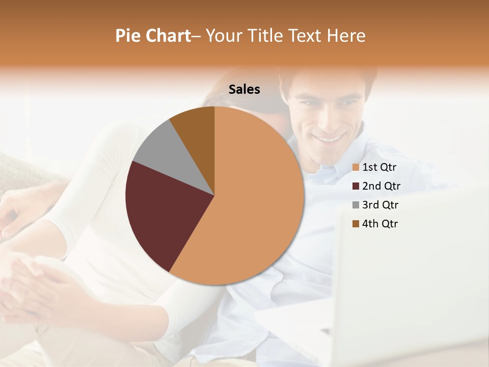 A Man And Woman Sitting On A Couch Looking At A Laptop PowerPoint Template