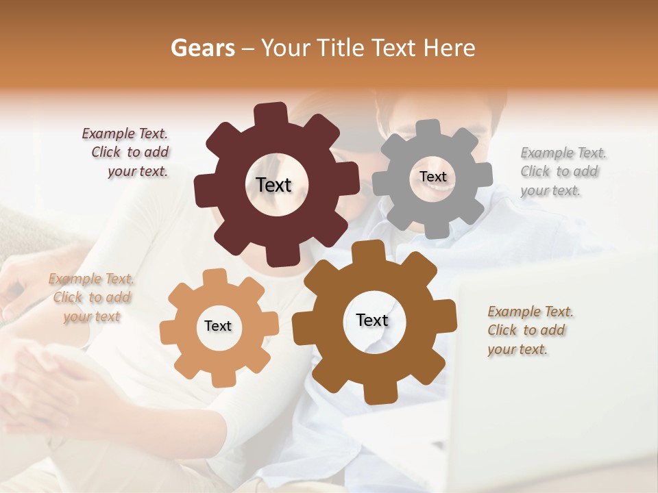 A Man And Woman Sitting On A Couch Looking At A Laptop PowerPoint Template