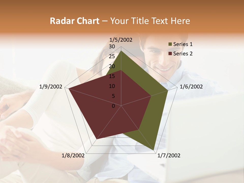 A Man And Woman Sitting On A Couch Looking At A Laptop PowerPoint Template