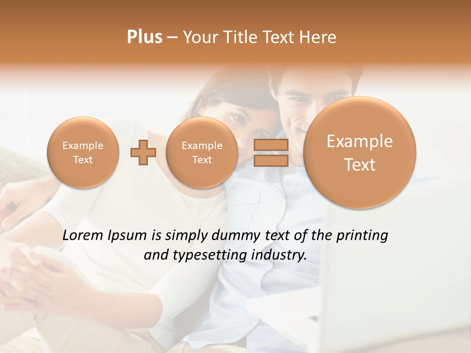 A Man And Woman Sitting On A Couch Looking At A Laptop PowerPoint Template