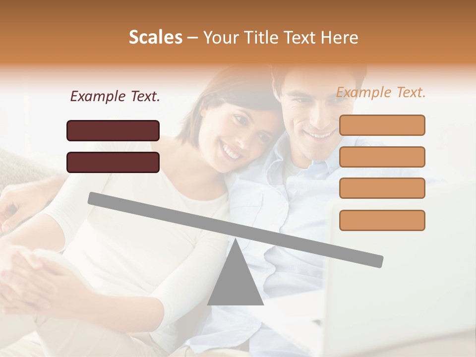A Man And Woman Sitting On A Couch Looking At A Laptop PowerPoint Template