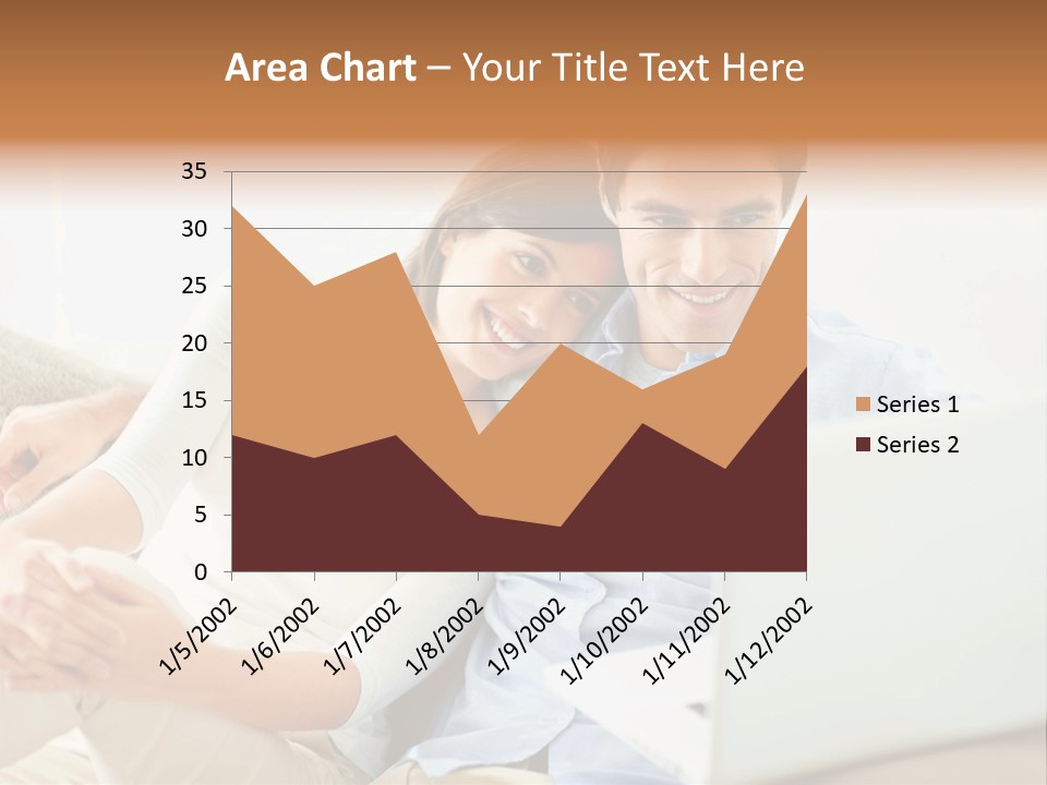 A Man And Woman Sitting On A Couch Looking At A Laptop PowerPoint Template