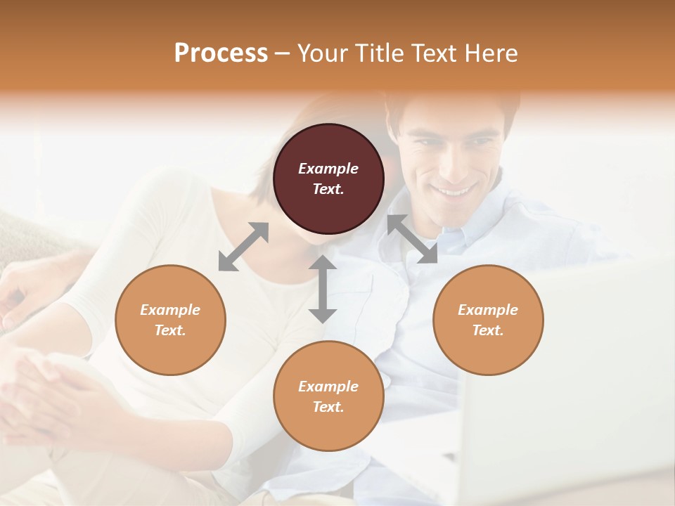 A Man And Woman Sitting On A Couch Looking At A Laptop PowerPoint Template