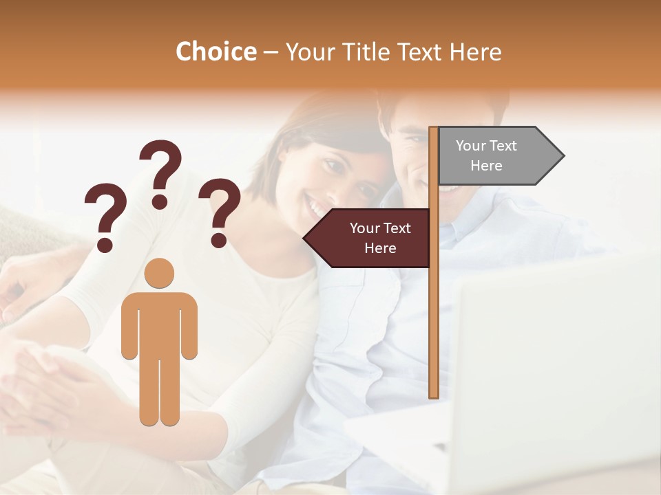 A Man And Woman Sitting On A Couch Looking At A Laptop PowerPoint Template