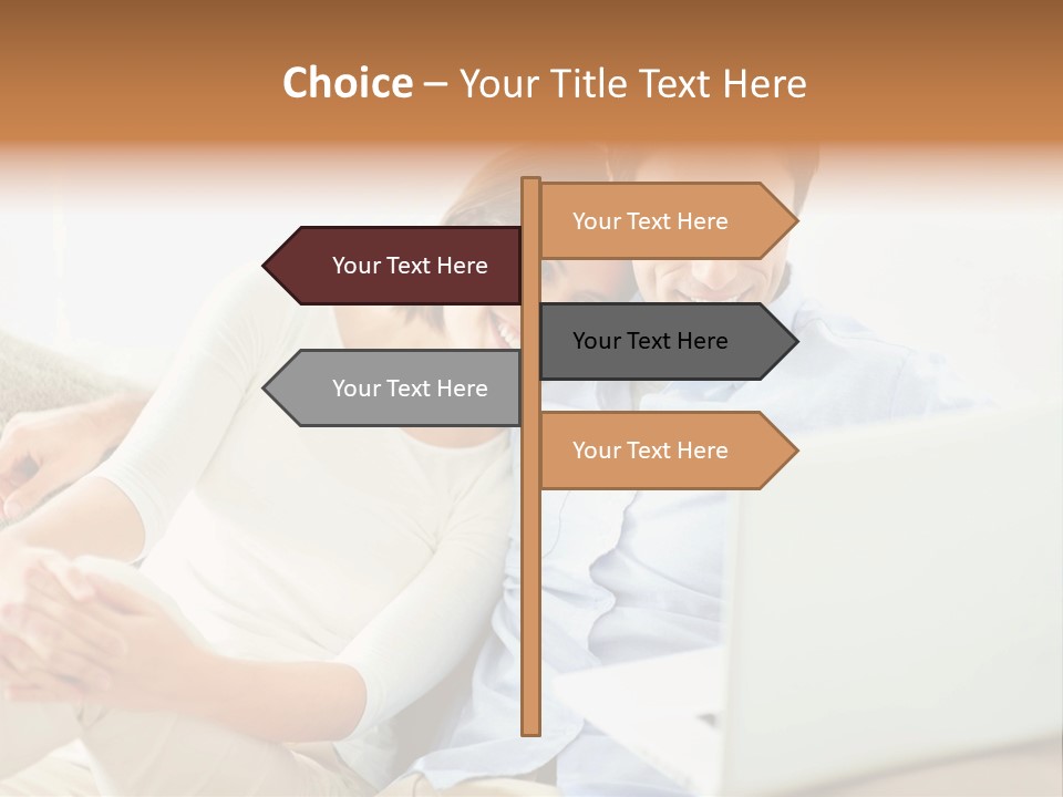 A Man And Woman Sitting On A Couch Looking At A Laptop PowerPoint Template