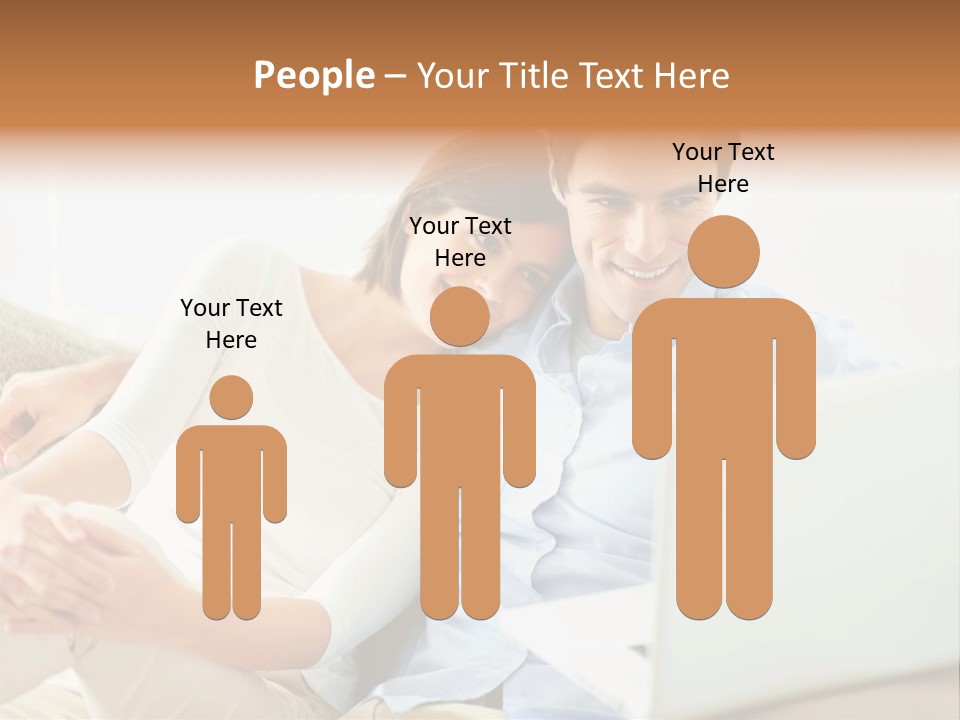 A Man And Woman Sitting On A Couch Looking At A Laptop PowerPoint Template