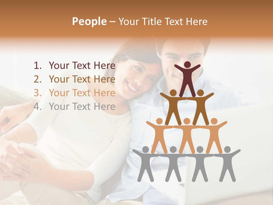 A Man And Woman Sitting On A Couch Looking At A Laptop PowerPoint Template