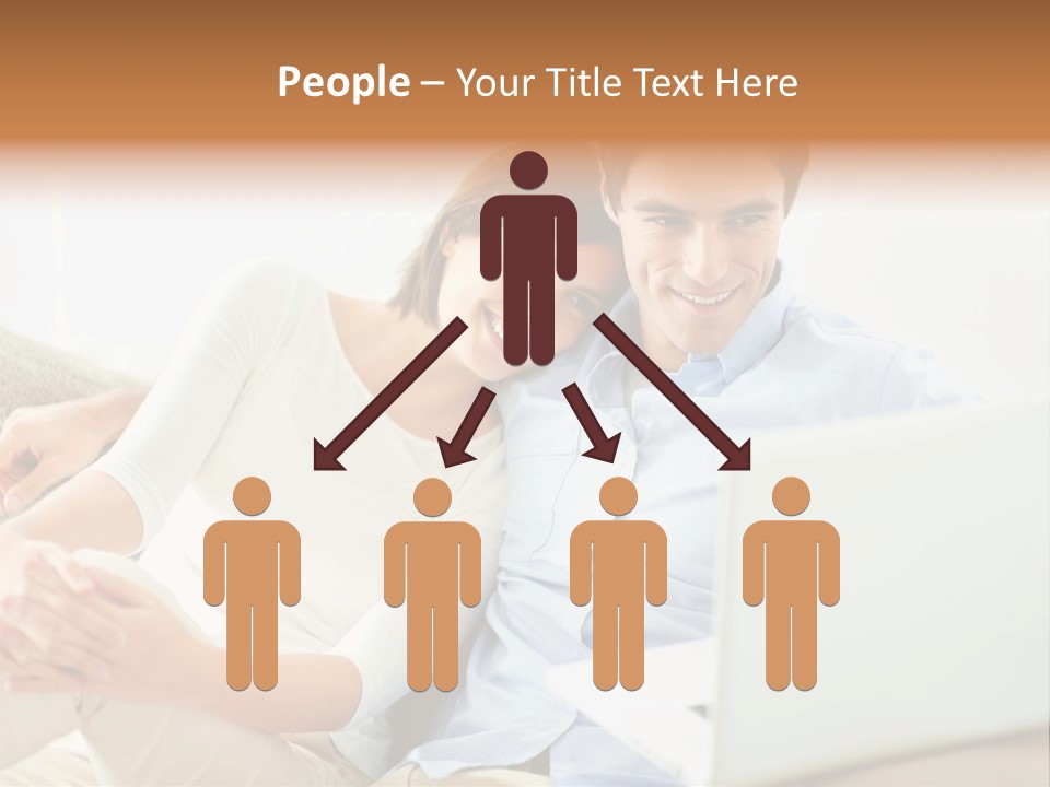 A Man And Woman Sitting On A Couch Looking At A Laptop PowerPoint Template