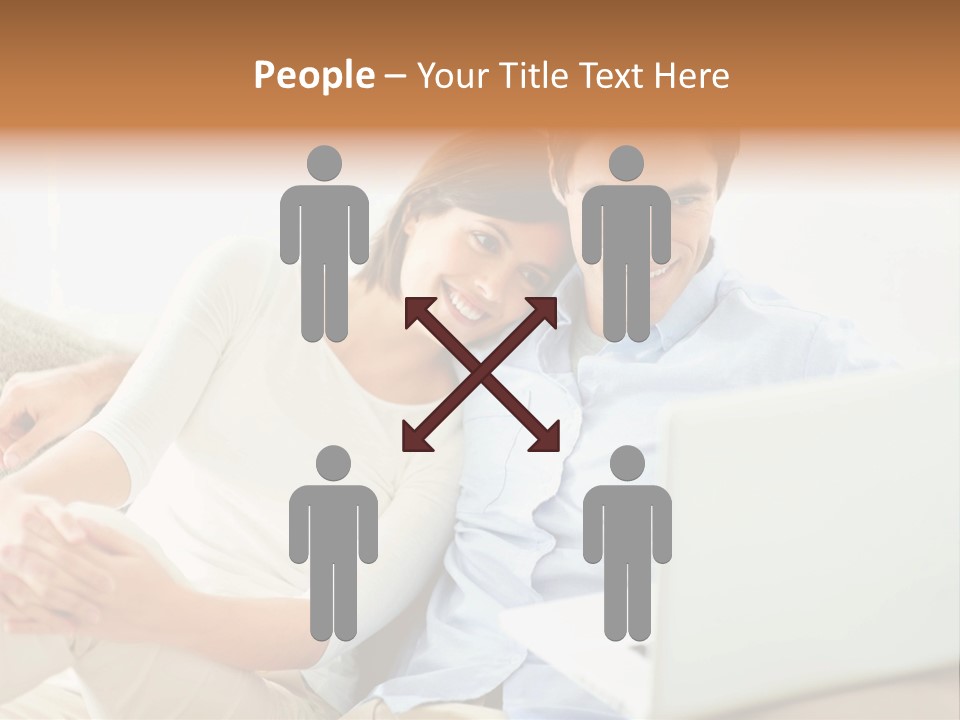 A Man And Woman Sitting On A Couch Looking At A Laptop PowerPoint Template