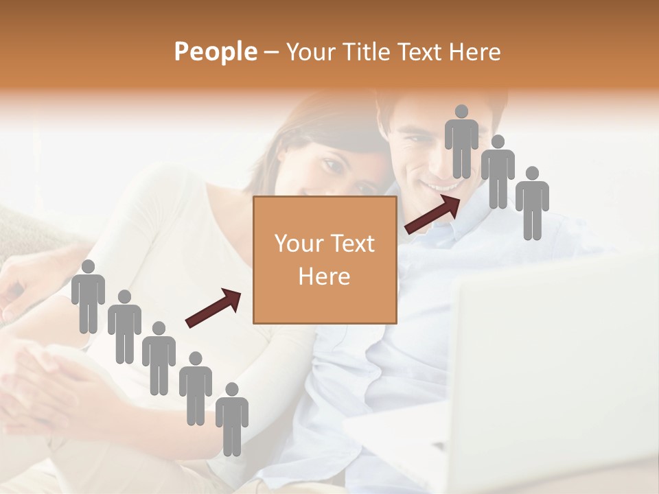 A Man And Woman Sitting On A Couch Looking At A Laptop PowerPoint Template